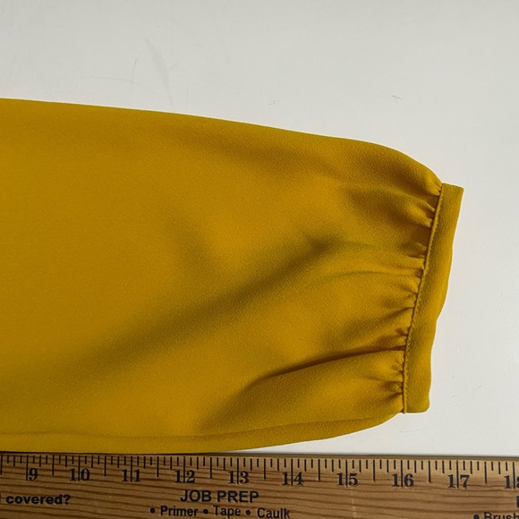 J. Crew Drapey Crepe Faux Wrap Blouse Rich Yellow Golden Women Size 12 - Picture 8 of 13